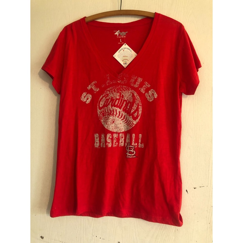 Cardinals T Shirt Womens Large V Neck Short Sleeves Red NWT